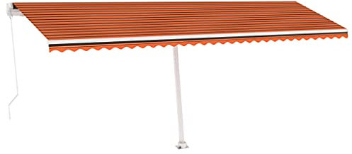 vidaXL Gelenkarmmarkise Einziehbar mit LED Markise Sonnenmarkise Balkonmarkise Sonnenschutz Standmarkise Terrasse Garten 600x300cm Orange Braun