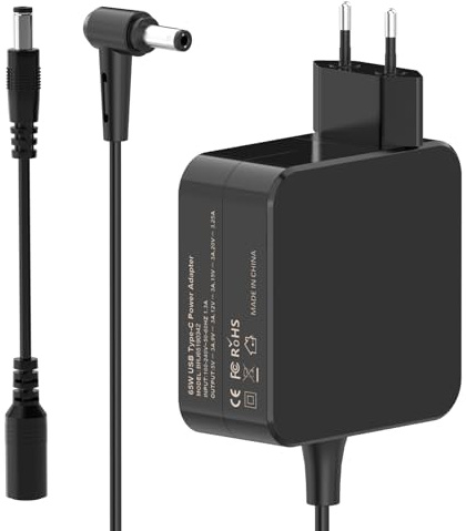 65W Ladekabel Laptop Netzteil Kompatibel mit ASUS X550 X550C X551 X551M X555 X555L X751 X751L X751M X751N F555L R510C R510L R751L AD883020 ADP-65DW EXA1208EH PA-1650-93 Ladegerät