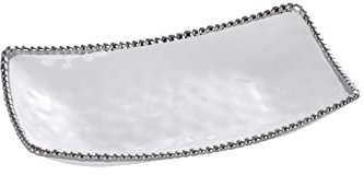 Pampa Bay Salerno Servidor hondo rectangular de porcelana chapada en titanio, 38,1 x 21,6 x 7,6 cm