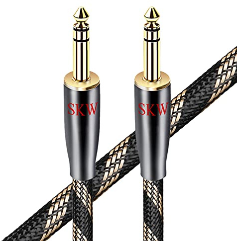 SKW Cavo Audio Jack 6.35mm Stereo, Chitarra Jack Cavi 6.35mm a 6.35mm Maschio a Maschio Connettori per chitarra, scheda audio, amplificatore, mixer, altoparlante attivo - 10 m