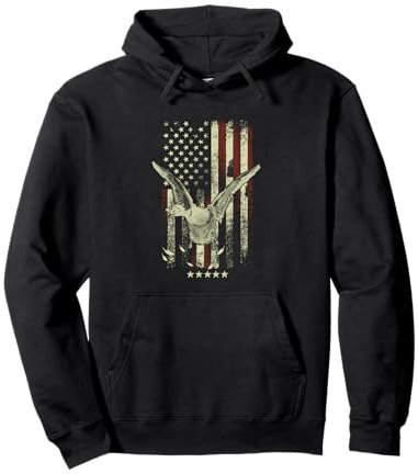Jäger mit amerikanischer Flagge, Jagd, Entenvogel Pullover Hoodie