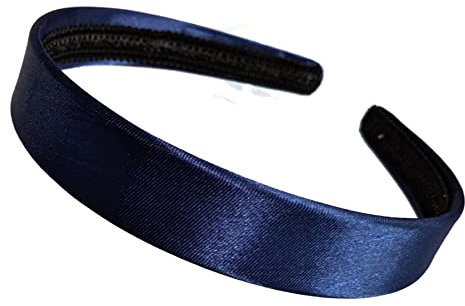 Haarreif, 2 cm, marineblau, mit Satin überzogen, Kunststoff, ohne Zähne, für Frauen und Mädchen Glitz4Girlz