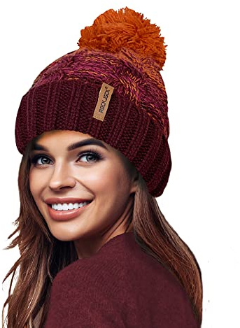 RockJock STORMACTIVE 100% wasserdicht Damen Unisex Chunky Ombre Warm Winter Teddy Fleece Gefüttert Gestrickte Pompom Beanie Mütze