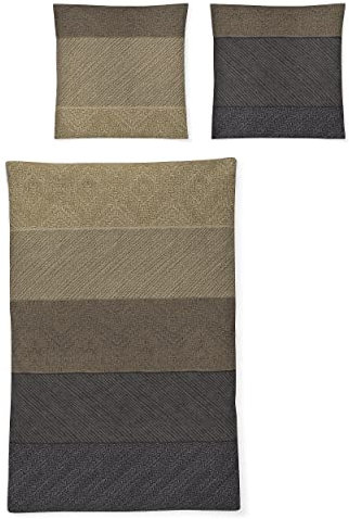 Irisette Ropa de cama de franela fina marrón y gris, tamaño 1 x 135 x 200 cm + 1 x 80 x 80 cm