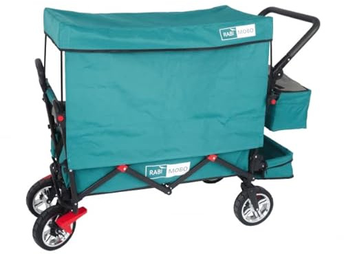 Rabimobo Sun Faltbarer Bollerwagen mit UV geschütztem Dach und viel Zubehör (Petrol)