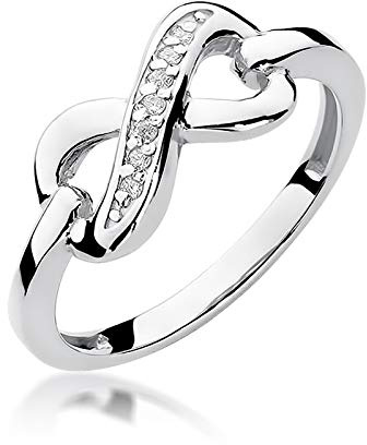 MARKO Weißgold Damenring mit einem unendlichen Diamanten von 0,04 Karat - Gold Diamant Verlobungsring - 14 Karat Gold (585) - Goldring für Frauen