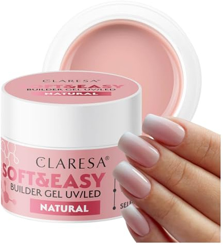 Claresa Gel mit mittlerer Dichte, thixotrop, selbstnivellierend, leicht zu fixieren, haftet perfekt auf dem Nagel, leicht zu feilen, Soft und Easy Builder Gel Natural 90 g