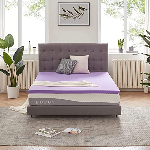 SINWEEK 1.5 Inch Gel Memory Foam Mattress Topper Ventilated Soft Pressure Relieve Mattress Pad, Breathable Bed Topper, CertiPUR-US Certified, Queen Size