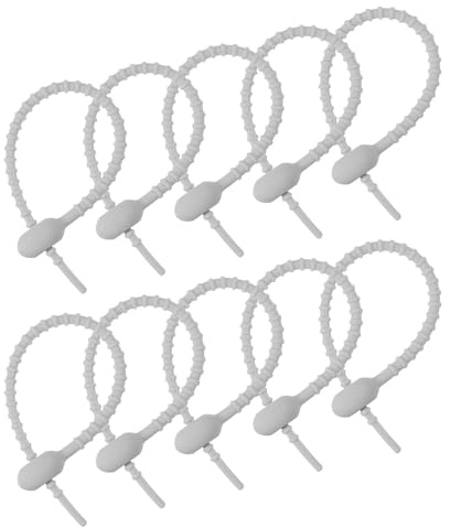 sourcing map 12 Stück Wiederverwendbare Reißverschlüsse 6Zoll Silikon Krawatten Taschenclips Allzweck Silikon Kabelbinder Brotkrawatte Haushalts Verdrehen Krawatten Wiederverwendbare Grau