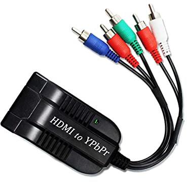Jerilla Convertitore da HDMI a Componente YPBPR Cavo Adattatore Audio Video 5RCA RGB 1080P Ingresso HDMI a Uscita Audio YPbPr R/L per TV STB VHS VCR PS2 Lettori DVD