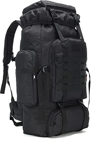 Kabxhueo Sac a Dos Militaire de Randonnée 80L Sac à Dos Randonnee pour Homme Sac a Dos Armee Tactique Grande Capacité étanche Sacs Sac de Survie pour Voyage Camping Chasse Trekking Alpinisme,Noir