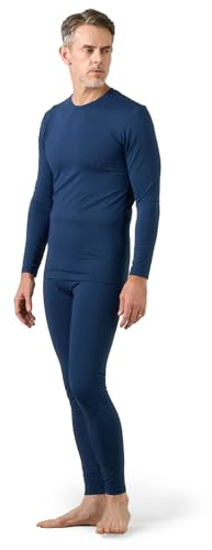 LAPASA Ropa Termica Hombre Conjunto Interior Termico Camiseta Manga Larga y Pantalón Largo Ligero/Cálido/Extra Cálido M11/M24/M57,XL,Ligero,Azul Jaspeado Claro