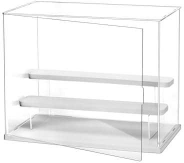 QWORK® acrylic display box , clear acrylic box , display case for figures with 3 steps , for protection and storage of collectibles and figures , 32x18x25cm