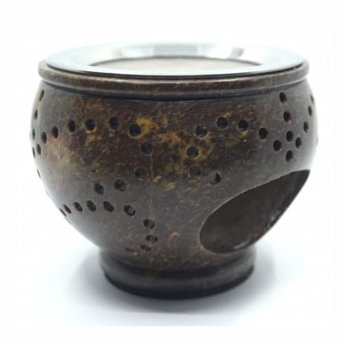 Farbenwald Ciotola per incenso in pietra ollare con setaccio, da 10 cm, fatta a mano, per bruciare resine come incenso e mirra, nonché erbe e legni