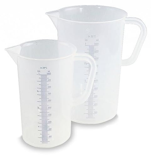 Messbecher aus Polypropylen (PP) mit Gradierung, 3 Liter Volumen, 5 Stück