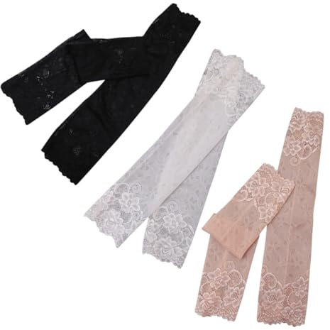 Housoutil 3 Paar Damen Spitzen Armstulpen Uv Schutz Elastisch Leichte Kurze Armschützer Mit Blumenmuster Für Outdoor Sport Radfahren Laufen