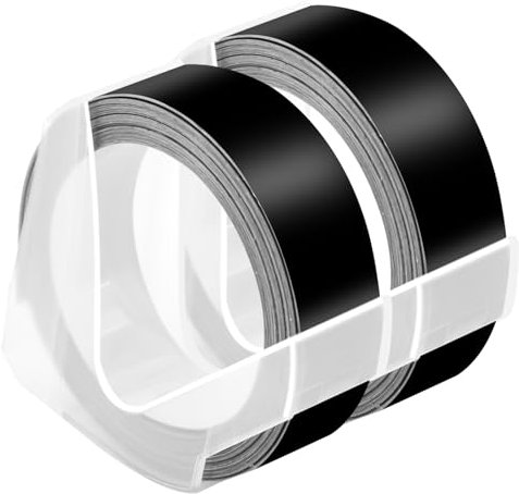 NineLeaf 2 Packung Ersatz für Dymo S0898132 521209 3D Kunststoff Prägebändern 12mm x 3m Weiß auf Schwarz Bänder Schriftband für Office Mate II 1540 154000 Organizer Xpress Pro 1575 Beschriftungsgerät