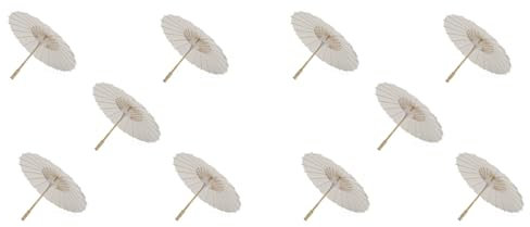 TsoLay 10 Stück Papier-Sonnenschirm, 60 cm, Strandschirm, Weiß, DIY-, Fotografie-Requisiten für Babyparty, Party, Hochzeit