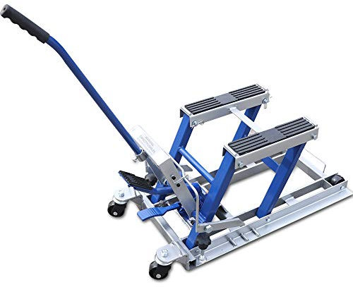 Vielrosse Motorradhebebühne, Motorradheber, Motorrad Hebebühne Hydraulischer Table Height Adjustable Montagebock Gummierte Trageflächen Universal Motorrad Repair Ständer bis 680 Kg belastbar (Blau)