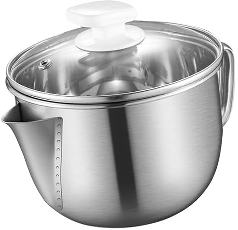 MAGICLULU Household Oil Filter Soup Grease Separator Bowl with Lid and Strainer 5.90X5.90X5.51In Kitchen Oil Strainer for Cooking and Liquid Seasoner Container