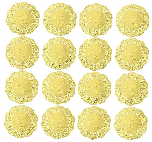 MILISTEN 200 Stk Spitzendeckchen aus Papier Tischdecke aus Spitze goldene Tischdecke Golddekor Cupcake-Kapazitäten Spitzenkuchendeckchen Kuchen Papierauflage Ölaufnahme Pad-Papier