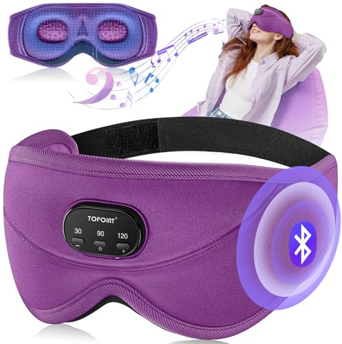 Bluetooth Sleep Mask Headphones, TOPOINT Wireless 3D Eye Mask with Bluetooth Headphones Eye Mask for Sleeping,Upgraded Auto-Off Timer Breathability Sleeping Earphones for Travel/Nap/Yoga/Meditation