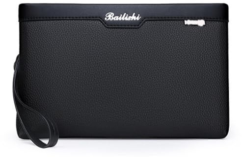 LOGUTIA 1pcs Leather Clutch for Men Organizer Wrist Bag Genuine Leather Man Clutch Purse Bag Wallet Men Handbag Wrist Bag（Small）