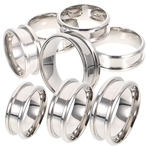 SHINEOFI 8stücke Polierte Fingerringe Mit Rillen Ring Rohlinge Aus Edelstahl Für Schmuckherstellung Schlichter Finger Ring