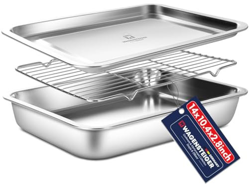 Stainless Steel Food Prep Container with Rack & Lid (Tray), 4.54Quarts, Catering Pans, Restaurant Pans, Buffet Party pan, Roasting Pan with Rack, Bakeware Roaster, Casserole (1307 / No7)