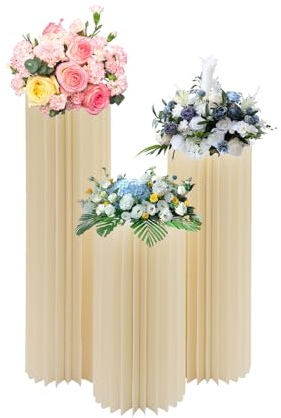 Ciounmb 3 Stück Hochzeit Centrepieces, Mittelstücke Karton Vasen, Karton Blumenständer, Zylinder Ständer, Sockelständer Display für Hochzeiten, Party Dekoration