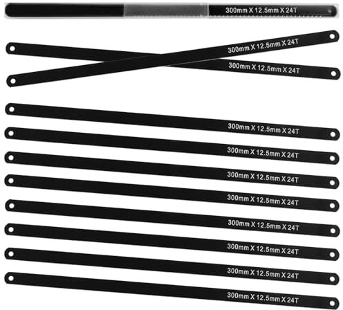 LEONTOOL 12 Inch Mini Hacksaw Blades Replacement for Metal Cutting, Hack Saw Assortment Hand Tools Replacement for Cutting Wood, PVC, Copper Tube, Iron Pipe, Stainless Steel, 10 Pack