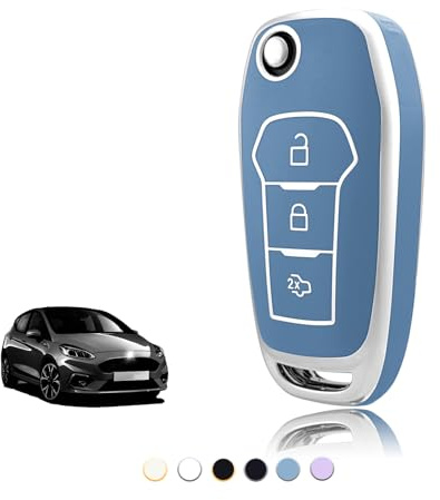 TOOMUME Schlüsselhülle für Ford Fiesta Puma Ka Kuga Focus Ecosport Edge | Weiches Silikon, Stoßfest, Sturzfest, Kratzfest, Autoschlüssel Schutzhülle für Mondeo Transit Tourneo Connect Courier