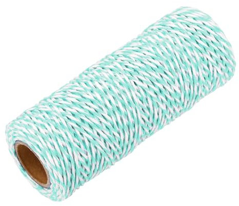 QUARKZMAN Baumwollseil Gedrehtes Geflochtenes Seil, Hellgrün Weiß 50m/55 Yard 1,5mm Durchmesser für Wandbehang, Pflanzenaufhänger, Stricken, Makramee-Knoten