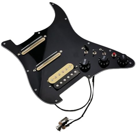 TERAVIVA Gitarren-Tonabnehmer, HSS, vorverdrahtete Schlagbrett-Tonabnehmer, Alnico V Humbucker-Tonabnehmer, Gitarren-Kabelbaum, Mini-Single-Cut-Set, Zebra für Strat-Gitarren-Tonabnehmer