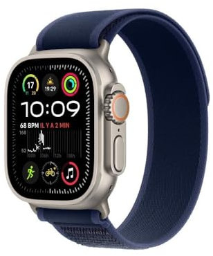 Apple watch Apple Watch Ultra 2 GPS + Cellular 49mm Boîtier en Titane Naturel avec Boucle Trail Bleu M L