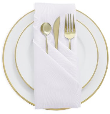 Softalker White Napkins Party Set of 6,Dinner Cloth Napkins Rectangle 45x45 cm, Jacquard Cloth Napkin Elegant Style Serviettes Cloth for Home Kitchen Dinner Table Restaurant Cafe Spring Easter Summer