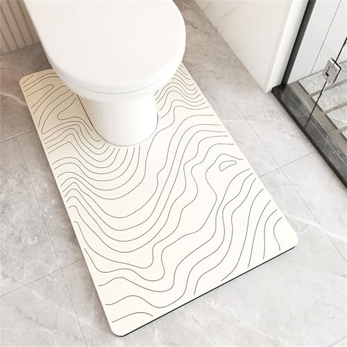 Highdi Tapis de toilette en diatomite - séchage rapide, antidérapant, absorbant pour WC, style minimaliste (55x50cm), lavable