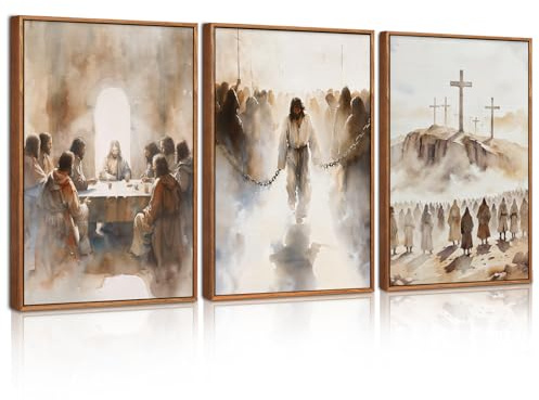 CHDITB 3 Teiliges Jesus Christliche Wandkunst,Bibelversen religiöse Bild Wanddeko,Jesus Religiöse Leinwandbilder Bibelschrift,Christlicher Poster für Kirche Gebetszimmer Wohnzimmer Zuhause,30x40cm