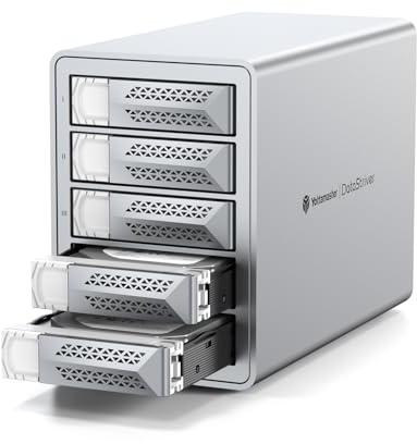 Yottamaster VN500C3 5 Bay Festplattengehäuse, Type C 10Gbps Aluminum Externe Festplatte Gehäuse Daisy Chain, HDD Docking Station für 2.5/3.5 HDD & SSD, Unterstützung 5X22TB, Lüfter Innerhalb