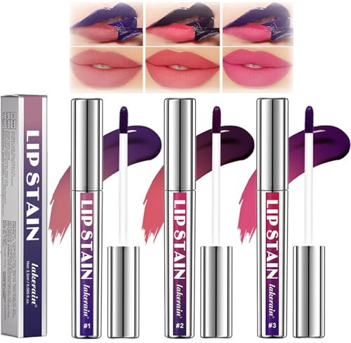 Detachable Lip Liner Set, Domality 3 Colors Peel Off Lip Liner Stain, Longwear and Pigmented Tattoo Lip Liner Lip Stain with Matte Finish