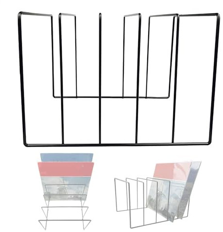 Almacenamiento de discos de vinilo, estante de almacenamiento de hierro negro, estante de libros de escritorio, soporte para discos de vinilo, clasificador de archivos de papel de documentos