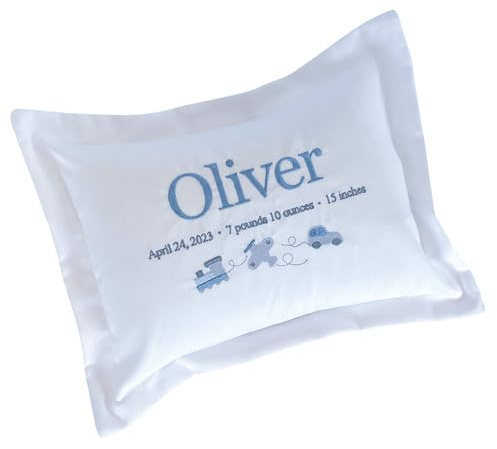 Nursery Decorative Pillow, Hand Embroidered Name Pillow for Boy, Monogrammed Baby Gift, New Parents Gift, Baby Cotton Pillowcase, Personalized Cotton Pillowcase for Boy, Mini Cushion