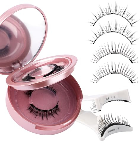2-Pairs Magnetic Eyelashes Kit with Applicator: Wendy Natural Reusable False Lash Soft Waterproof False Lash No Glue Needed, 079+B01