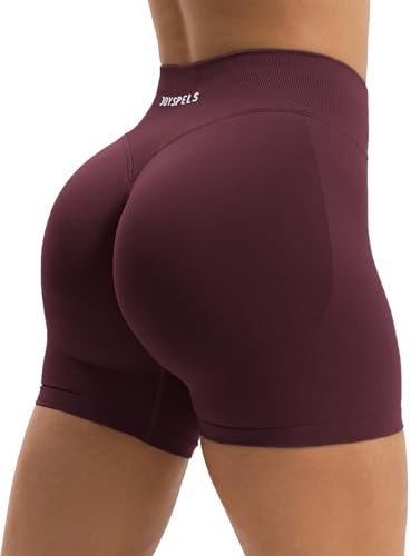 JOYSPELS Seamless Gym Shorts for Women Scrunch Bums Ruched Booty Activewear Running Yoga Workout Sports Cycling Shorts Womens UK Red S