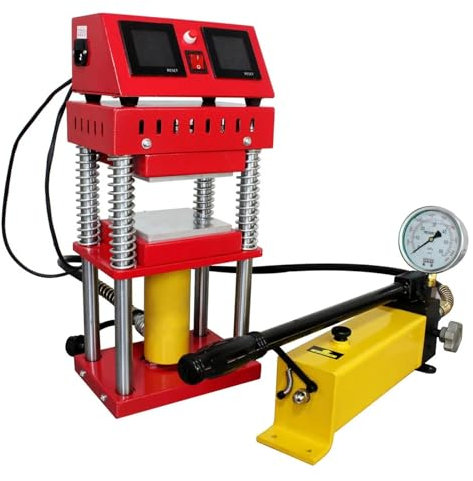 KOROBIE Pressa a Caldo, Pressa idraulica for colofonia da 15 tonnellate, AR1701 800W 4,7x4,7 Pollici Doppia Piastra riscaldante Strumento Professionale for Estrazione Cera d'olio