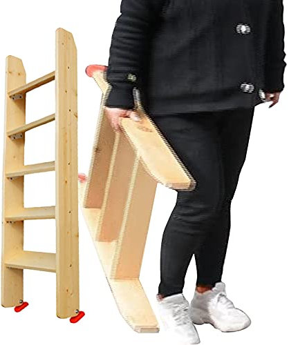 Wooden Ladder for RV Bunk Bed Sturdy Side Ladder with Wide Steps Non Slip Base Perfect for Kids and Seniors 6 Steps (1.75m/61in) Safe & Durable