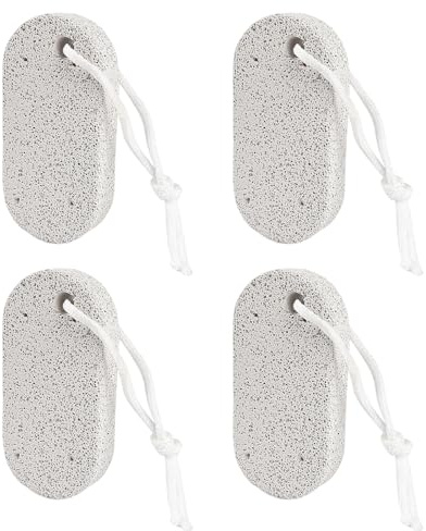 Lot de 4 pierres ponces pour l'exfoliation des pieds, prise en main ergonomique et corde durable, pour enlever efficacement les peaux mortes