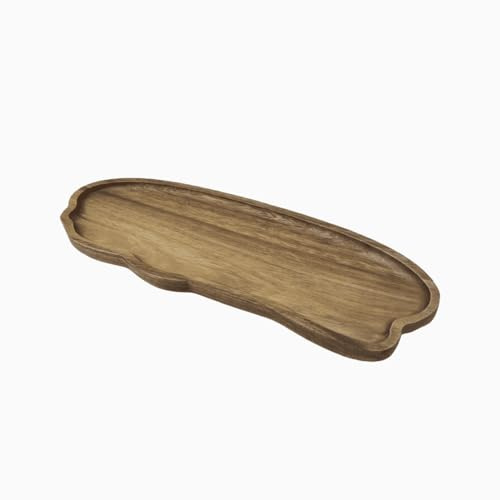 Genérico Bandeja de Madera Natural, 29 cm x 10,8 cm, Forma Asimétrica, Plato de Servir para Desayuno, Quesos y Decoración
