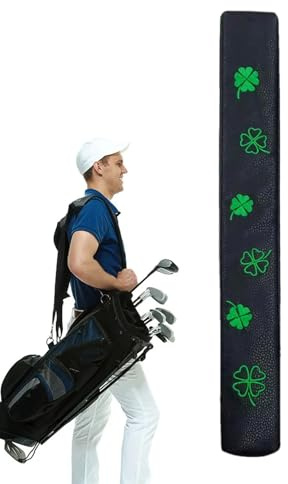 Golf Alignment - Copertura per bastone da golf, motivo trifoglio, in pelle PU, resistente, elegante protezione per mazze da golf con design ricamato, copertura impermeabile per bastone da golf per