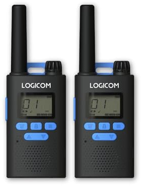 Logicom – Essential – Walkie-Talkie – PMR446 – lizenzfrei – bis zu 10 km Reichweite – 20 Std. Akkulaufzeit – LCD-Display – USB-C – Taschenlampe – VOX-Freisprechfunktion – 16 Kanäle – 1000 mAh Akku – 2